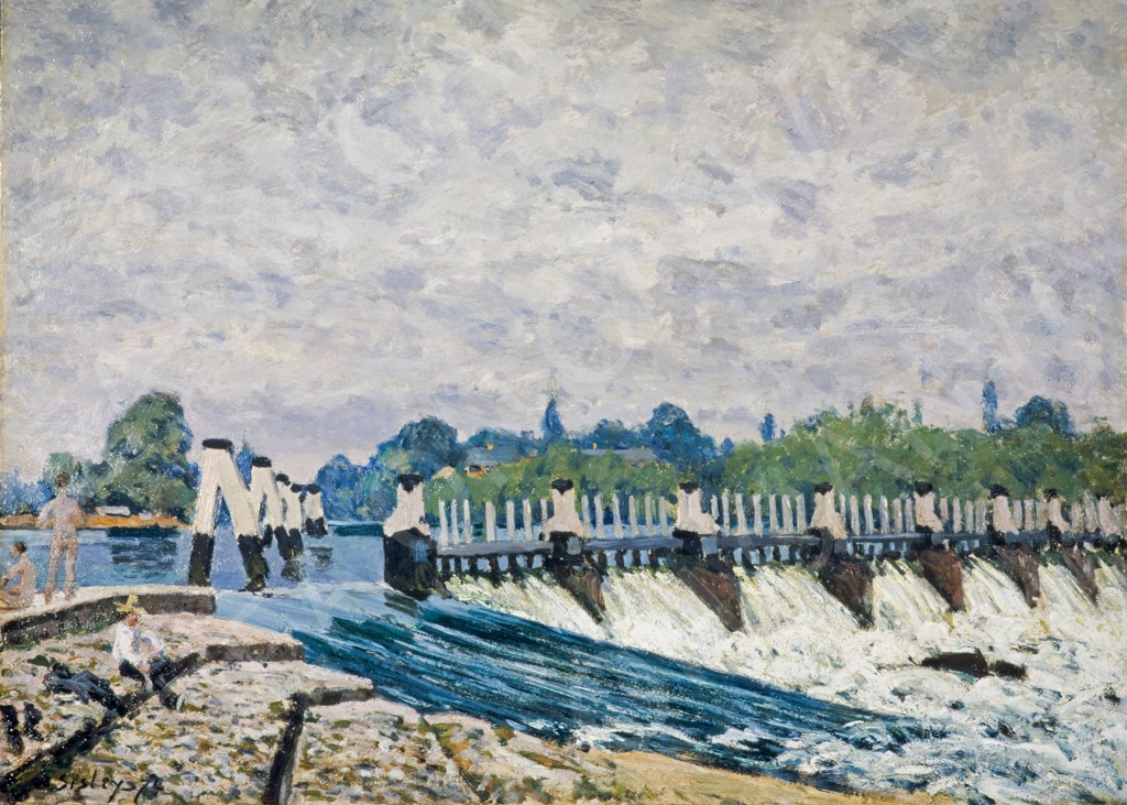 Molesey Weir, Hampton Court - Alfred Sisley