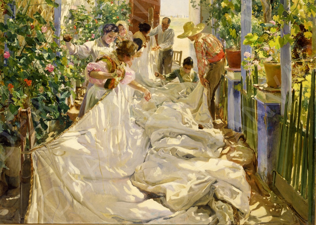 Sewing the Sail - Joaquin Sorolla