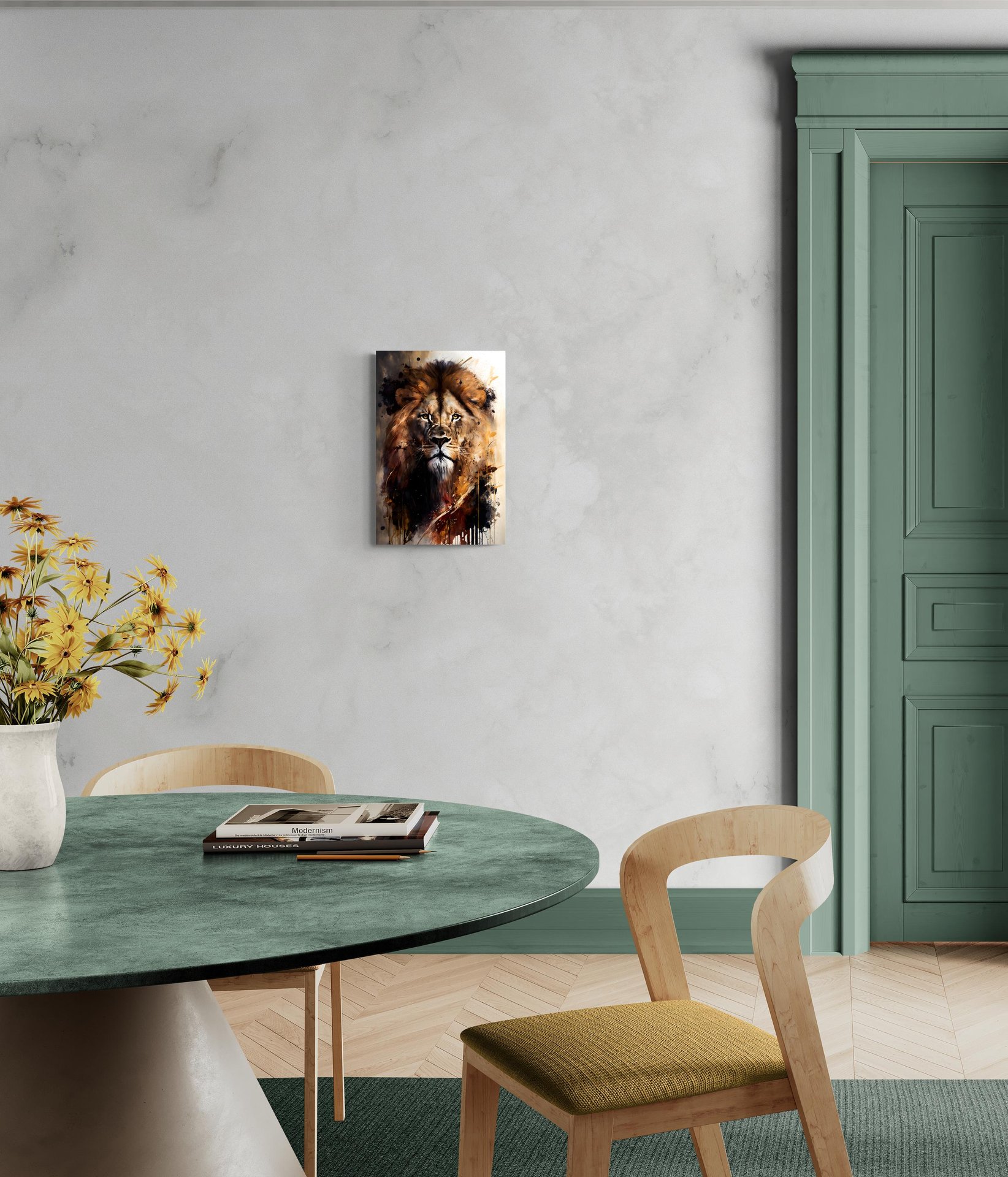 scena-1-40x60-senza-lion-on-canvas.jpg Lion on Canvas: Un Capolavoro Felino -