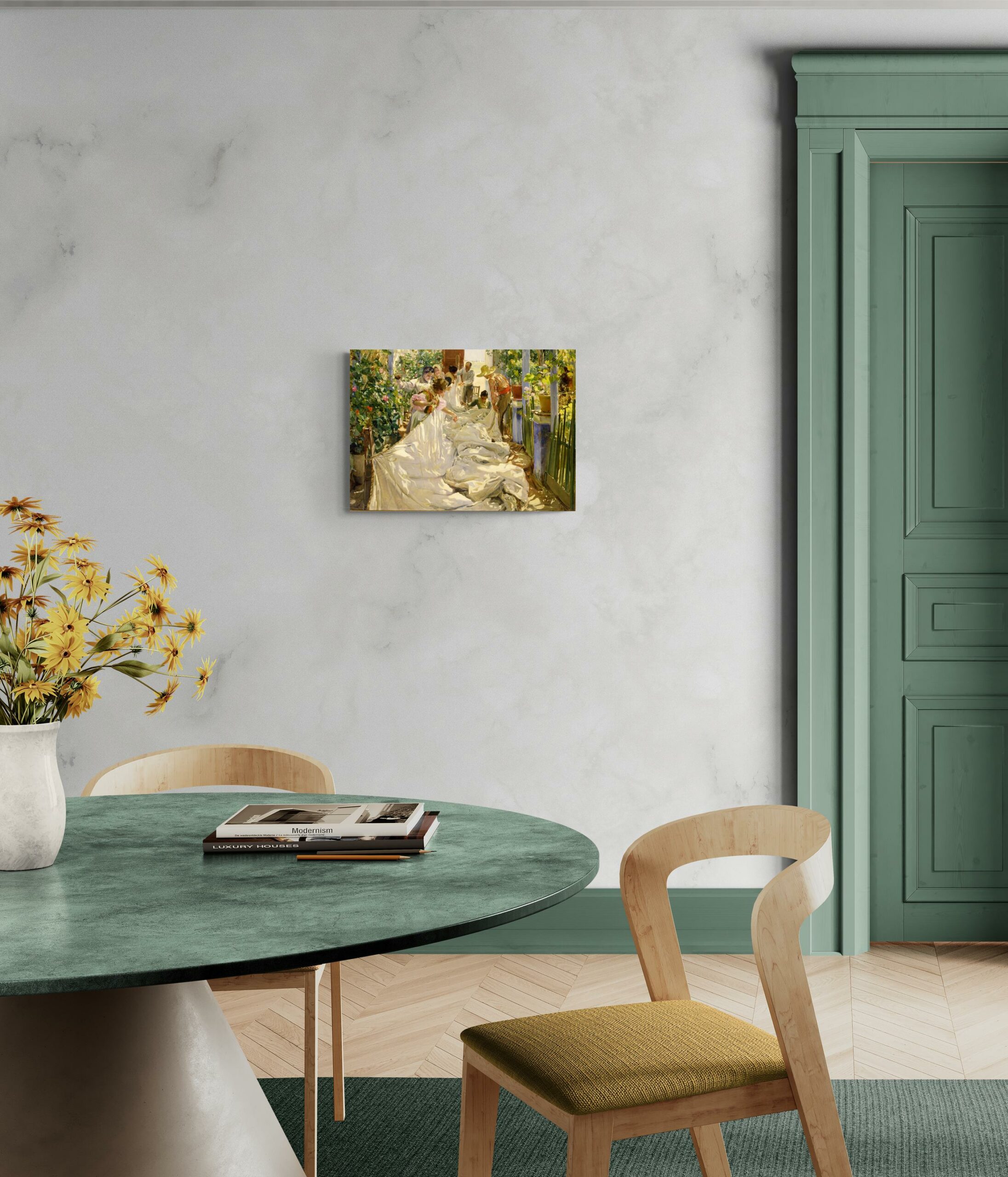 Sewing the Sail - Joaquin Sorolla