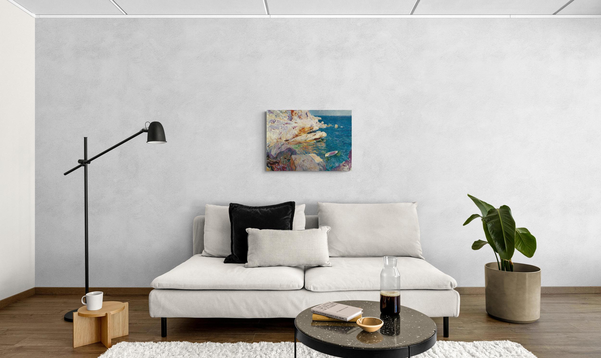 Rocce a Jávea. La barca bianca - Joaquin Sorolla