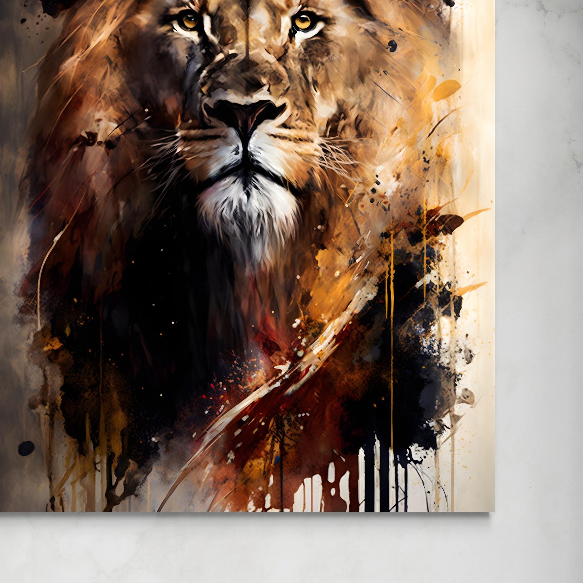 senza-lion-on-canvas.jpg Lion on Canvas: Un Capolavoro Felino -