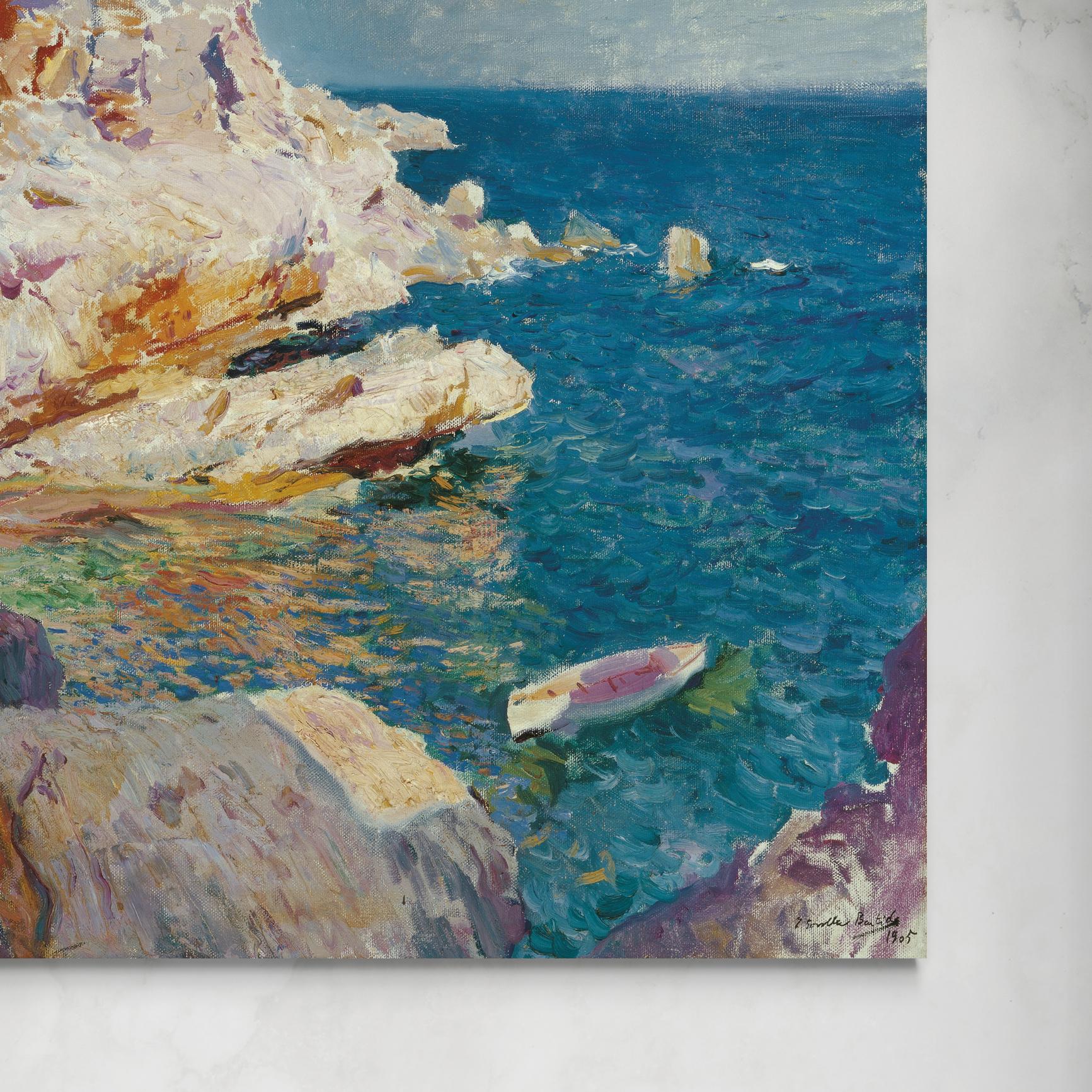 Rocce a Jávea. La barca bianca - Joaquin Sorolla