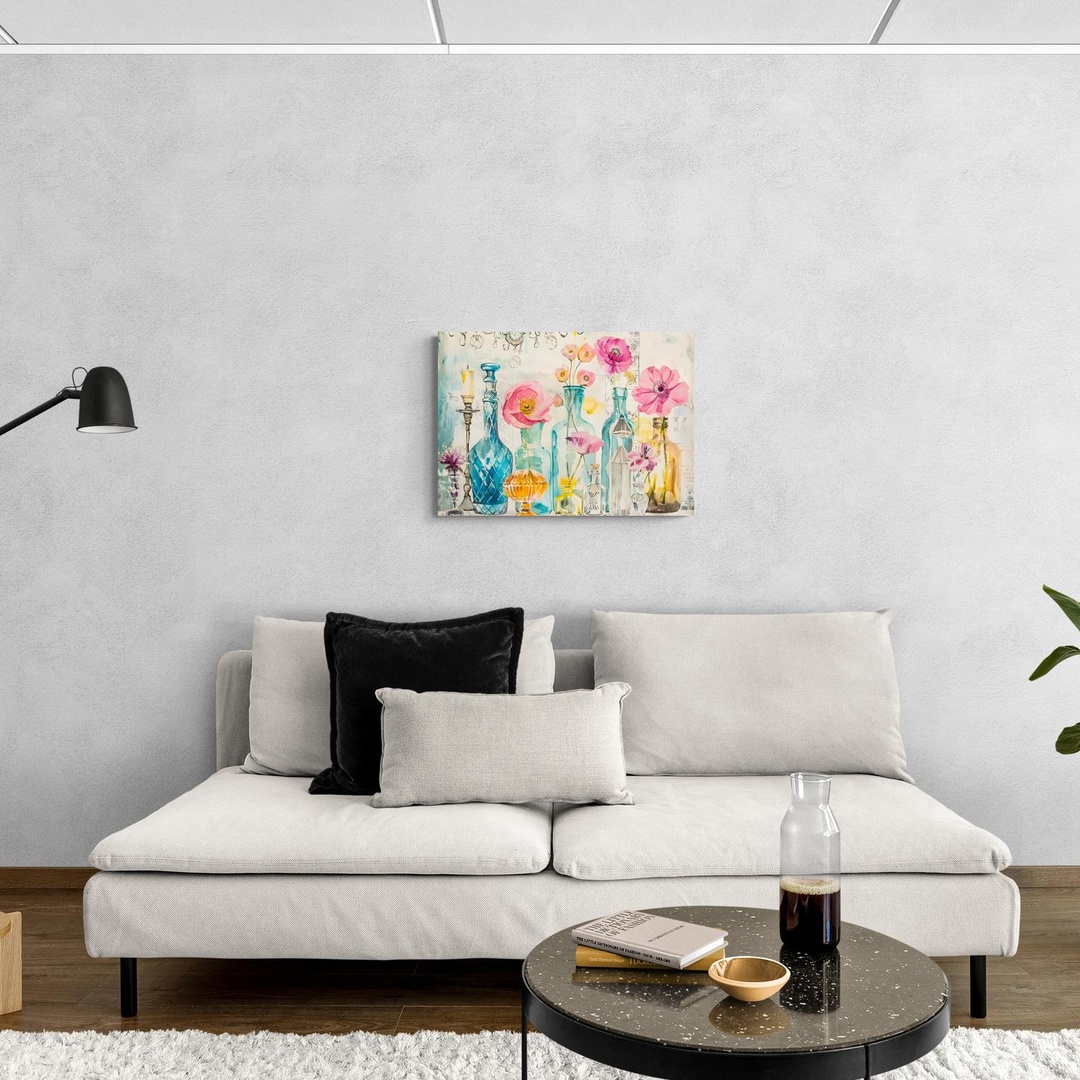 fiori-e-bottiglie-scena-3-70x50-senza.jpg Eleganza Fiorita e Bottiglie Colorate scena-3-70x50-senza