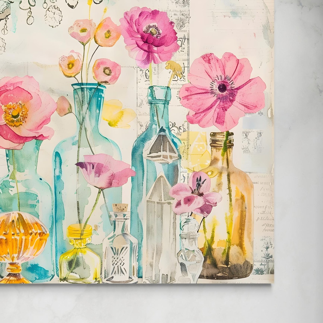 fiori-e-bottiglie-senza.jpg Eleganza Fiorita e Bottiglie Colorate senza