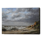 Vista di un mare agitato vicino a una scogliera - Gustave Courbet