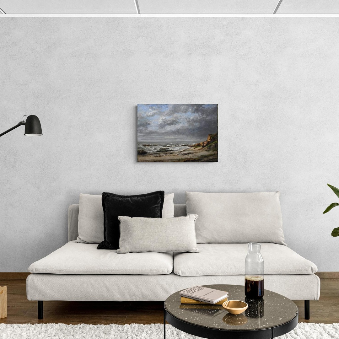 Vista di un mare agitato vicino a una scogliera - Gustave Courbet Gustave Courbet scena-3-70x50-senza