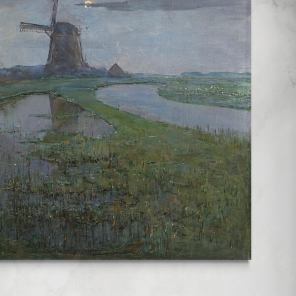 Oostrijdse Mill along the River Gein by Moonlight - Mondrian Piet Mondrian senza