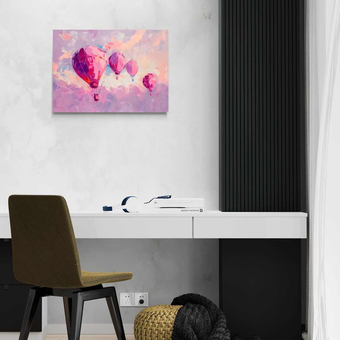 Sogni in Volo: Mongolfiere Rosa nel Cielo scena-2-70x50-senza