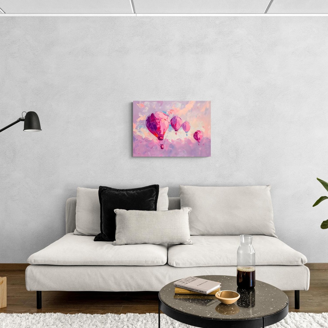 Sogni in Volo: Mongolfiere Rosa nel Cielo scena-3-70x50-senza