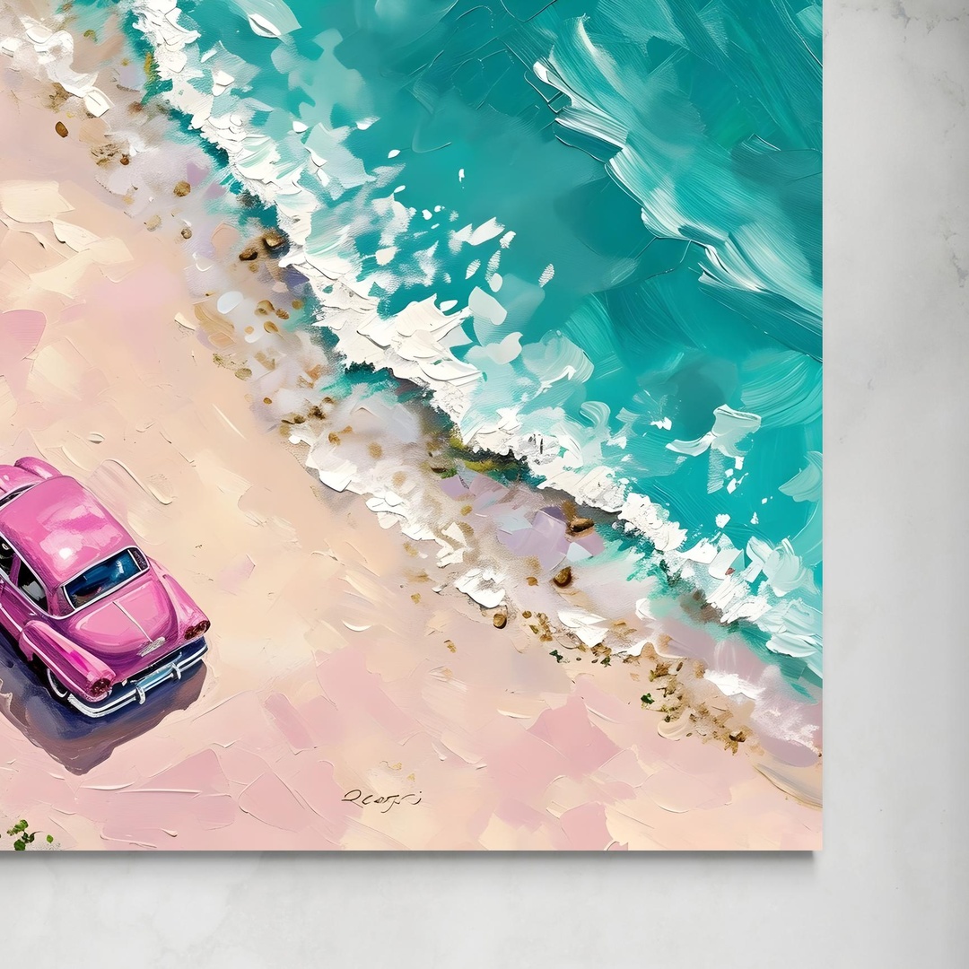 pink-car-on-the-beach-senza.jpg Sogni Estivi: La Magia di un'Auto Rosa sulla Spiaggia senza