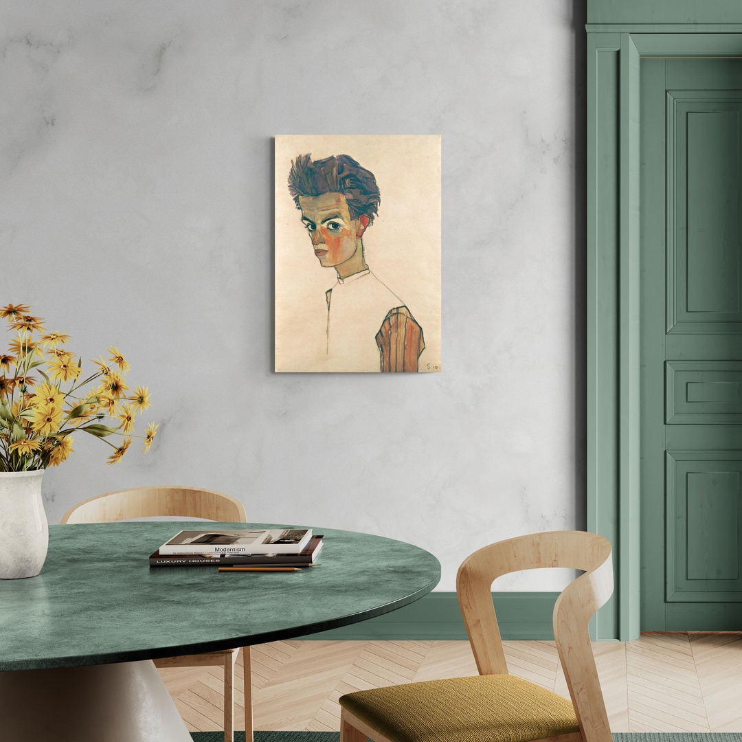 Autoritratto con camicia a righe - Egon Schiele Egon Schiele scena-1-70x100-senza