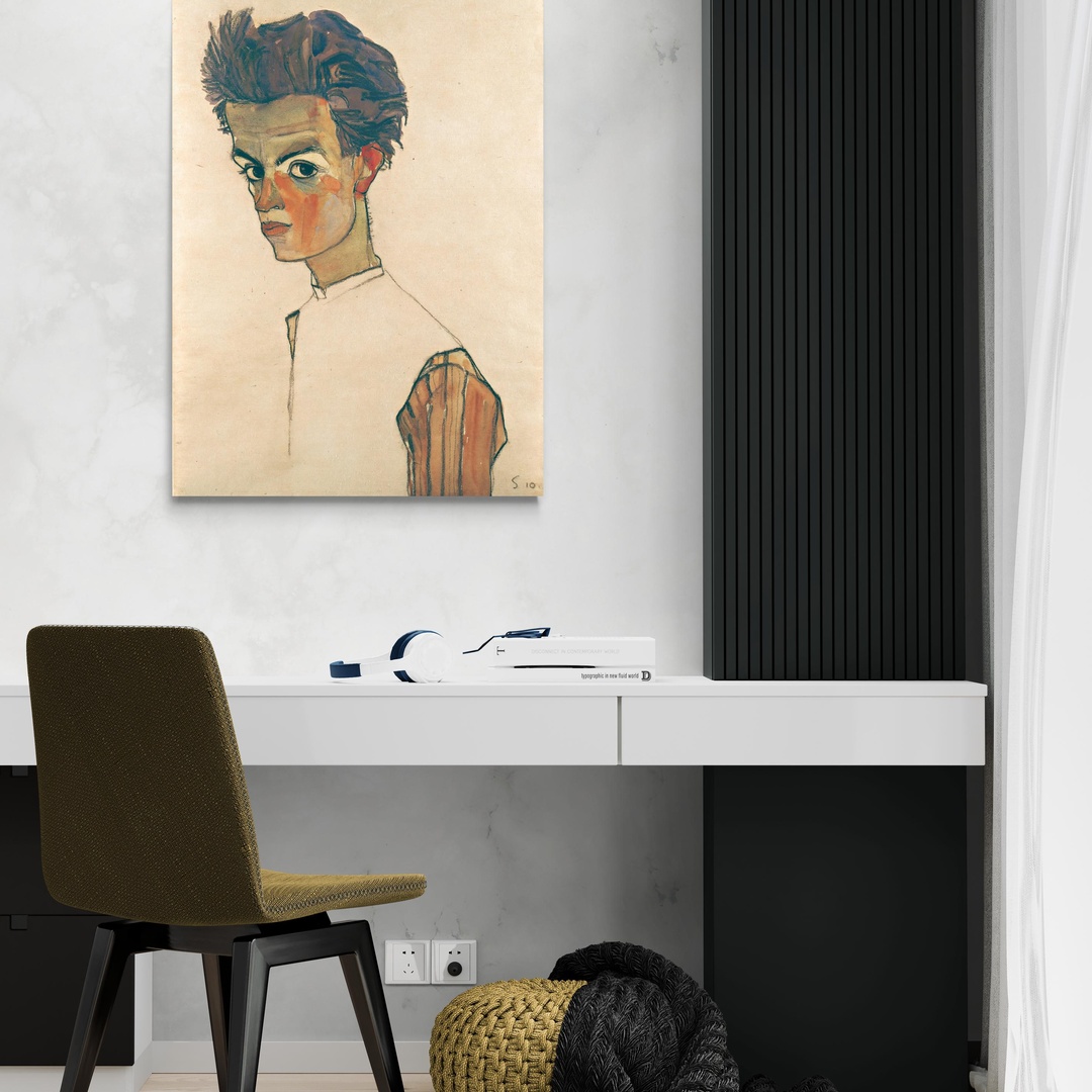 Autoritratto con camicia a righe - Egon Schiele Egon Schiele scena-2-70x100-senza