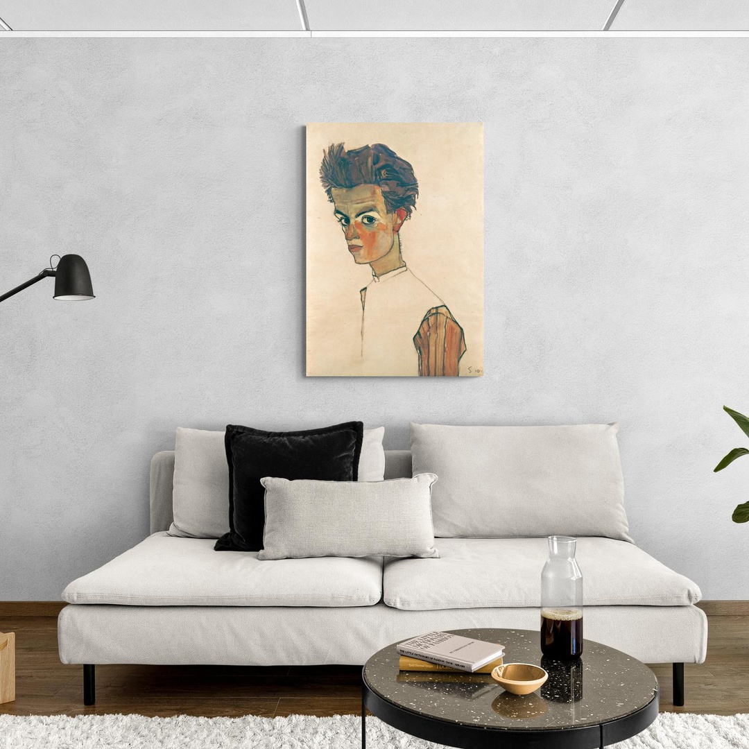Autoritratto con camicia a righe - Egon Schiele Egon Schiele scena-3-70x100-senza