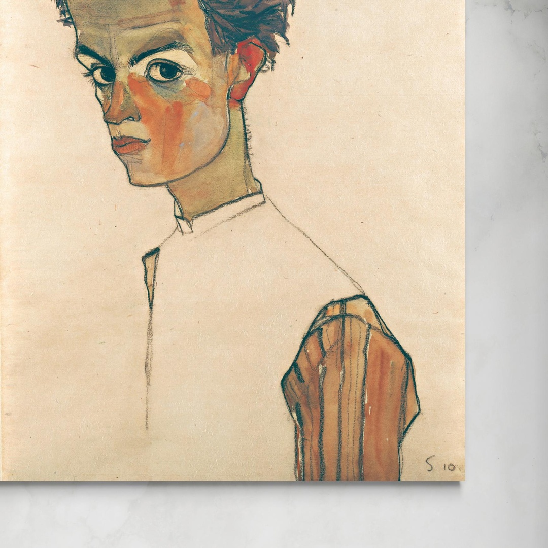 Autoritratto con camicia a righe - Egon Schiele Egon Schiele senza