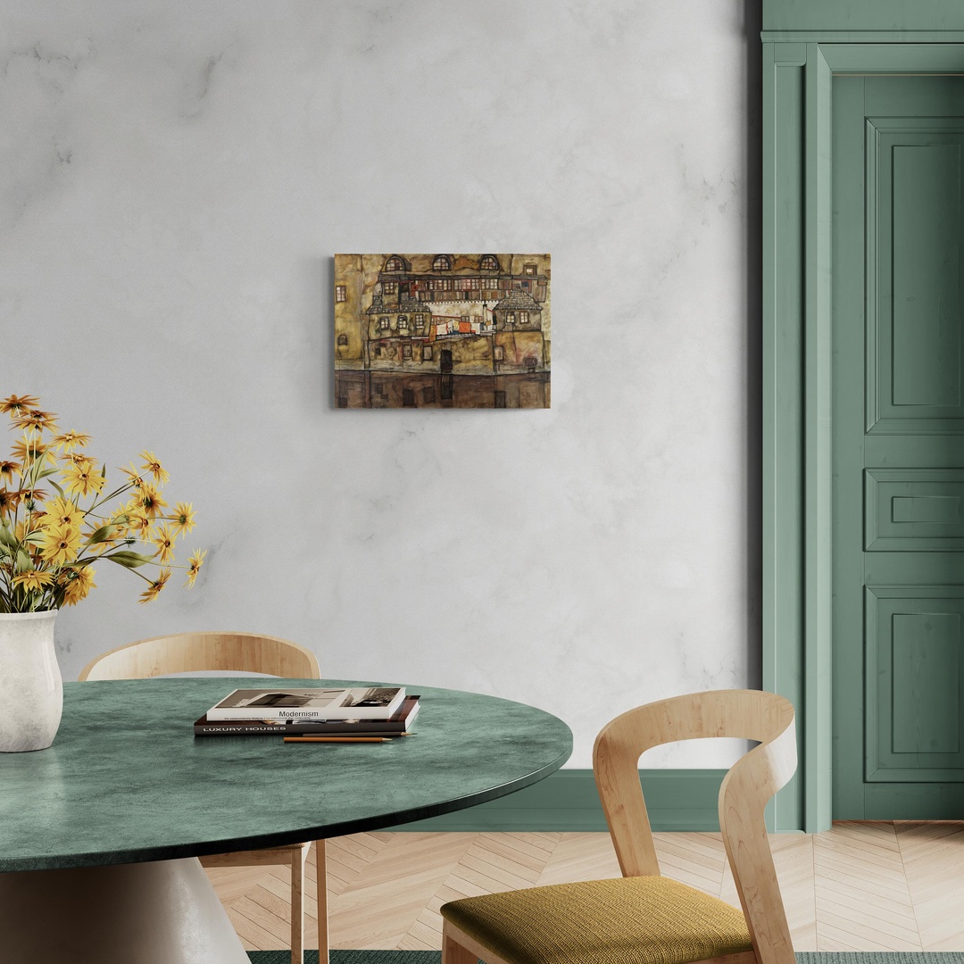 Il Muro di casa sul fiume - Egon Schiele Egon Schiele scena-1-70x50-senza