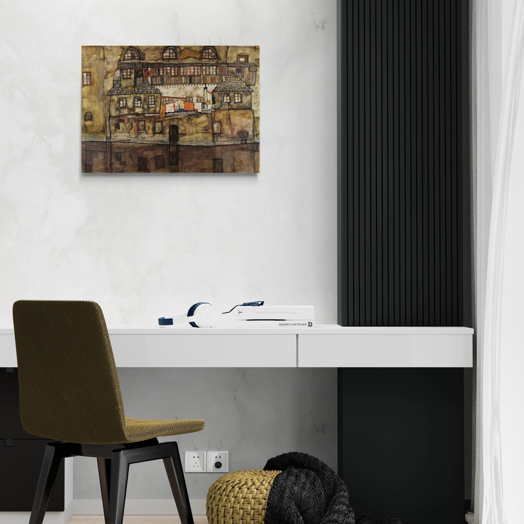 Il Muro di casa sul fiume - Egon Schiele Egon Schiele scena-2-70x50-senza