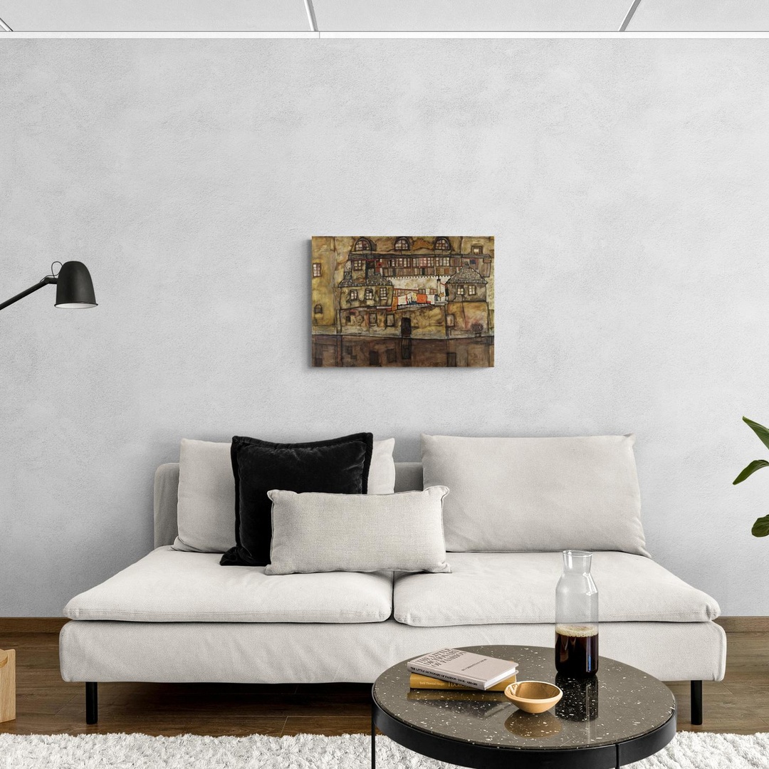 Il Muro di casa sul fiume - Egon Schiele Egon Schiele scena-3-70x50-senza