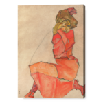 Ragazza inginocchiata in abito arancio - Egon Schiele